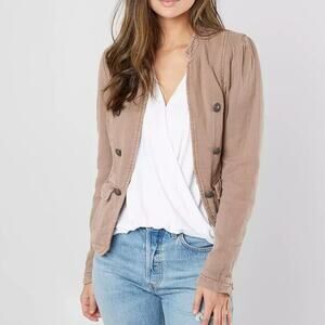 Free People NWT Jagger Blazer Military Tan Jacket Lace up Sleeve Outerwear